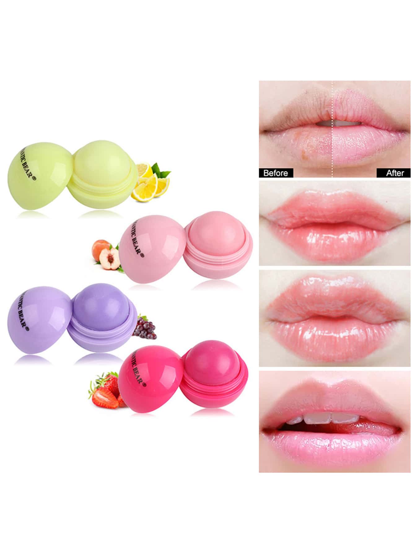 Shein- 4pcs Hydrating Lip Balm Ball, 48 g