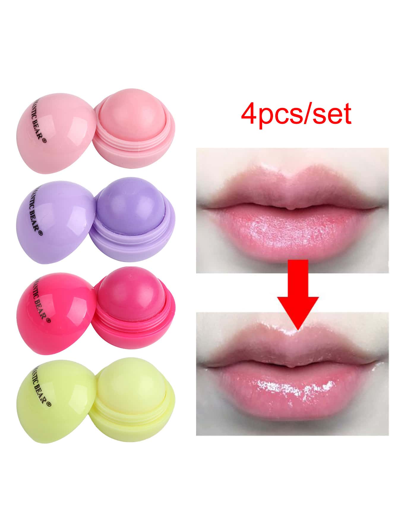 Shein- 4pcs Hydrating Lip Balm Ball, 48 g