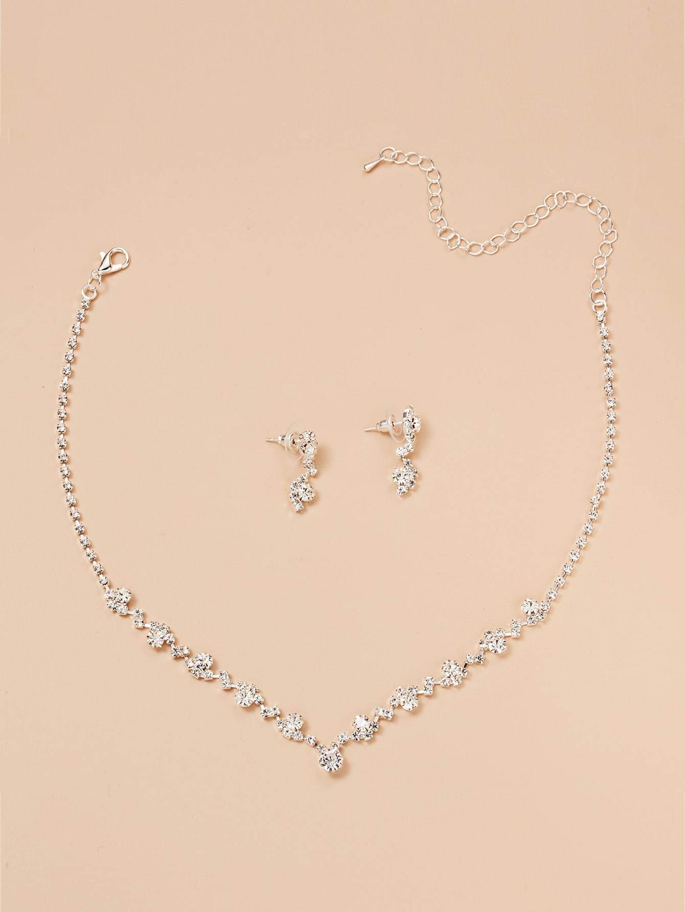Shein- 3pcs Rhinestone Decor Jewelry Set