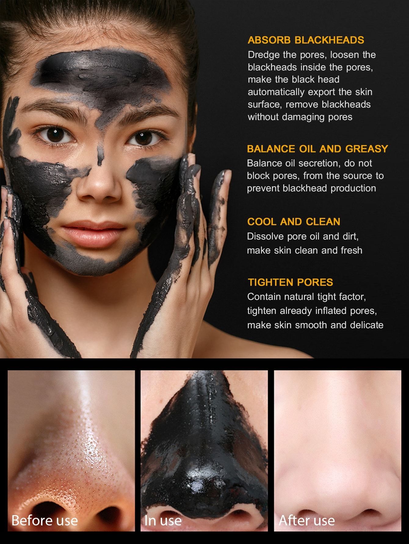 Shein- Bamboo Charcoal Strips Blackhead Cleanser, 30 g