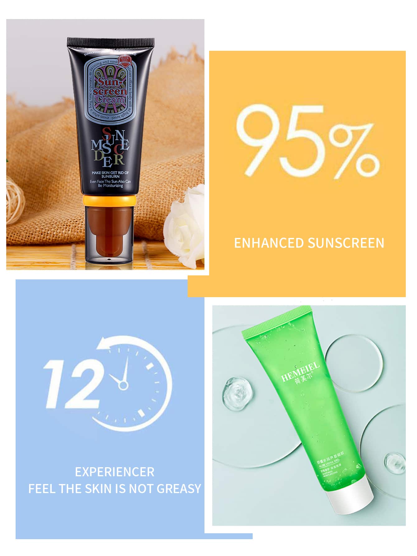 Shein- 1pc Moisturizing Sun-screen Cream & 1pc Aloe Vera Gel