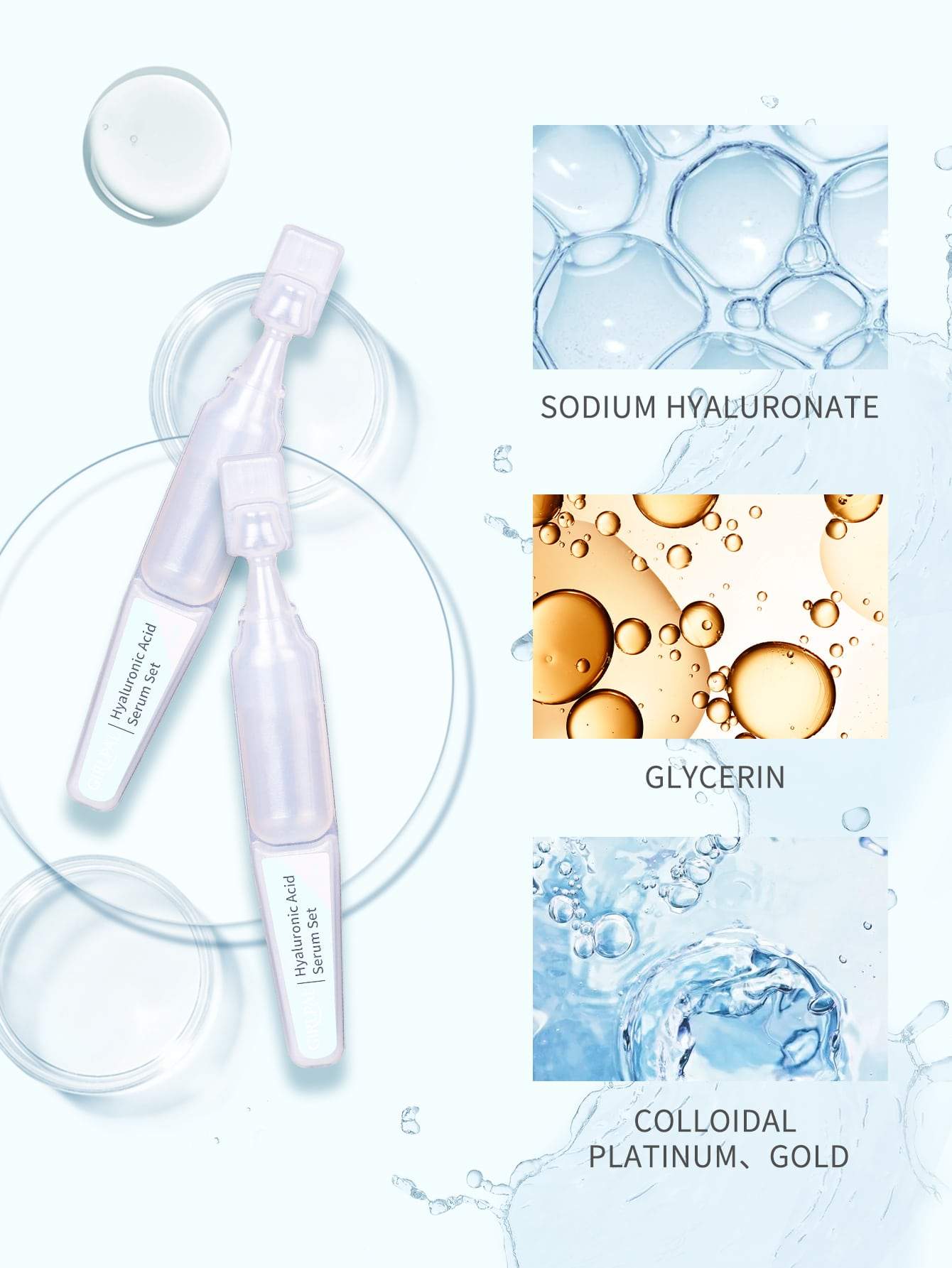 Shein- 5pcs Hyaluronic Acid Serum 5 ml