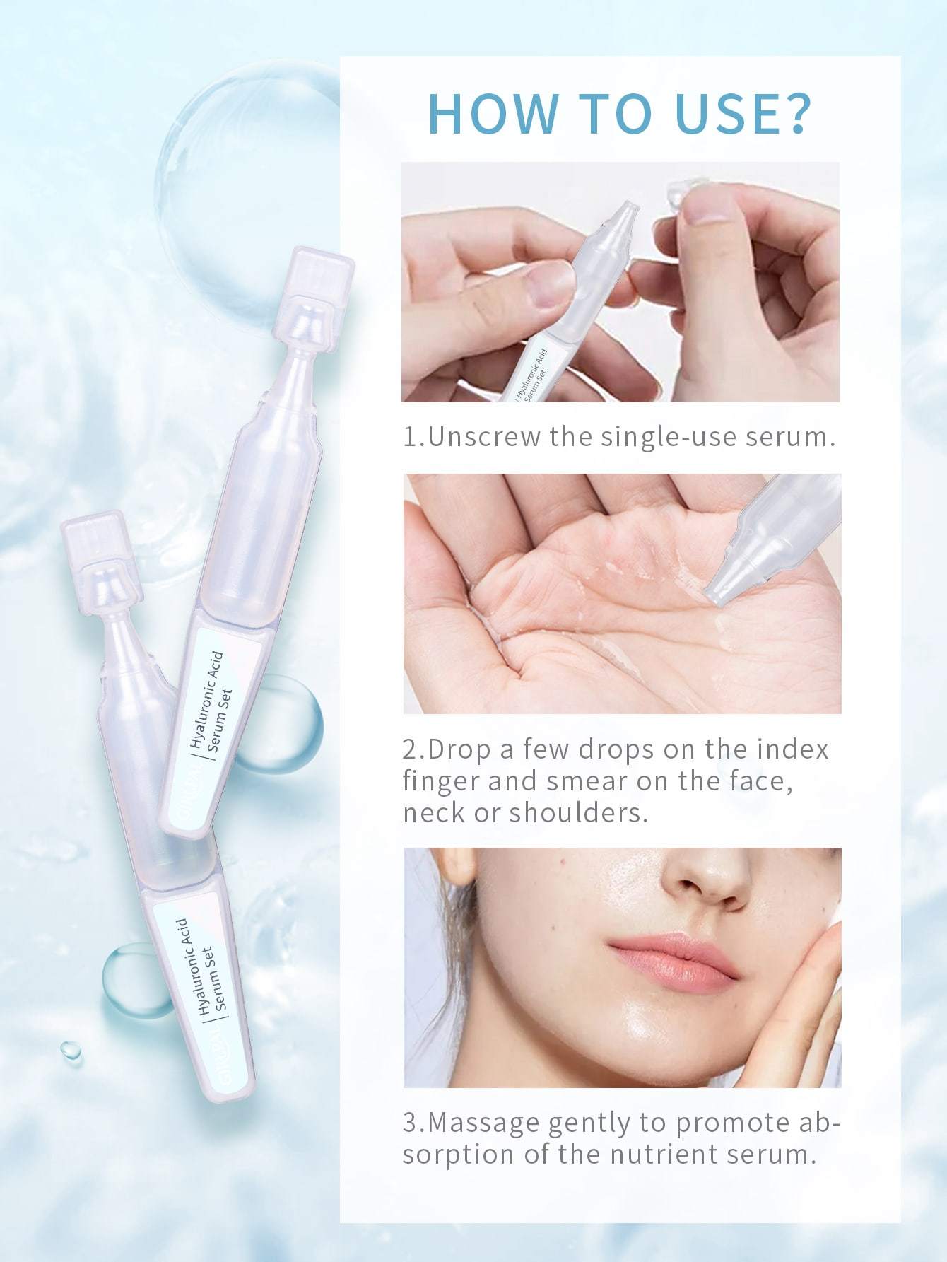 Shein- 5pcs Hyaluronic Acid Serum 5 ml