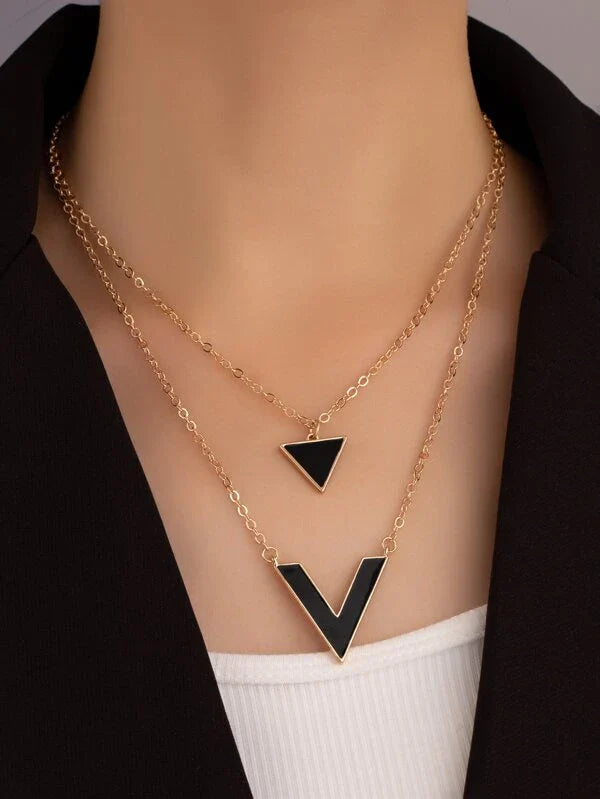 Shein - Geo Necklace Layered Necklace