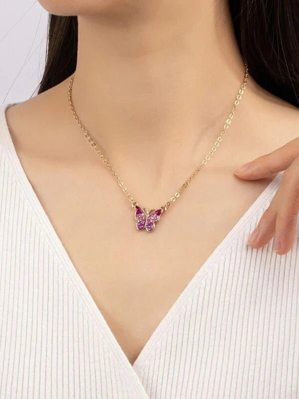 Shein - Butterfly Pendant Necklace