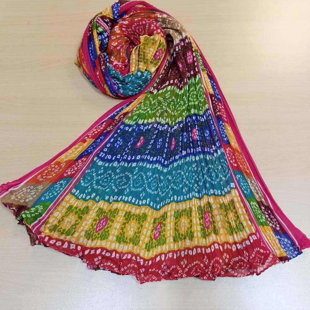 Zardi- Chiffon Crush Dupatta  Length 2.5 Yards  Multi  ZD617