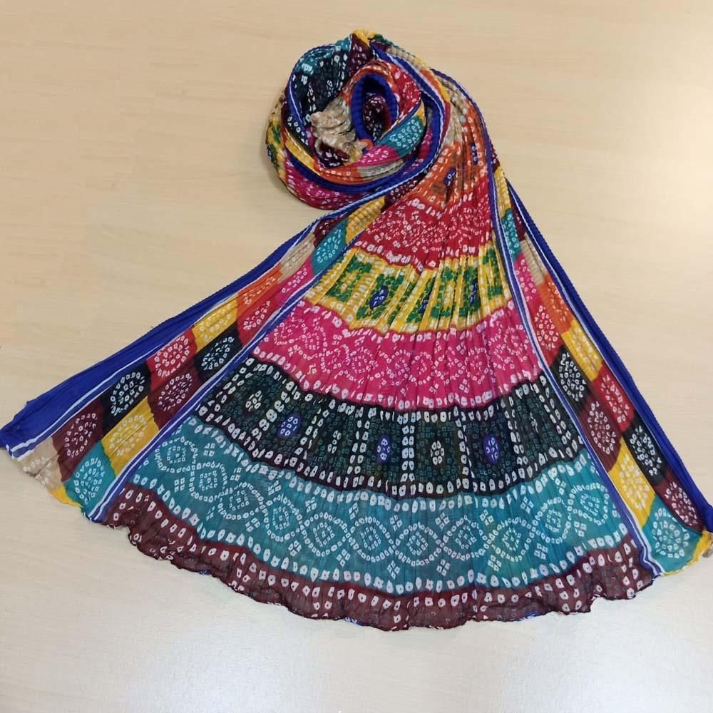 Zardi- Chiffon Crush Dupatta  Length 2.5 Yards  Multi  ZD618