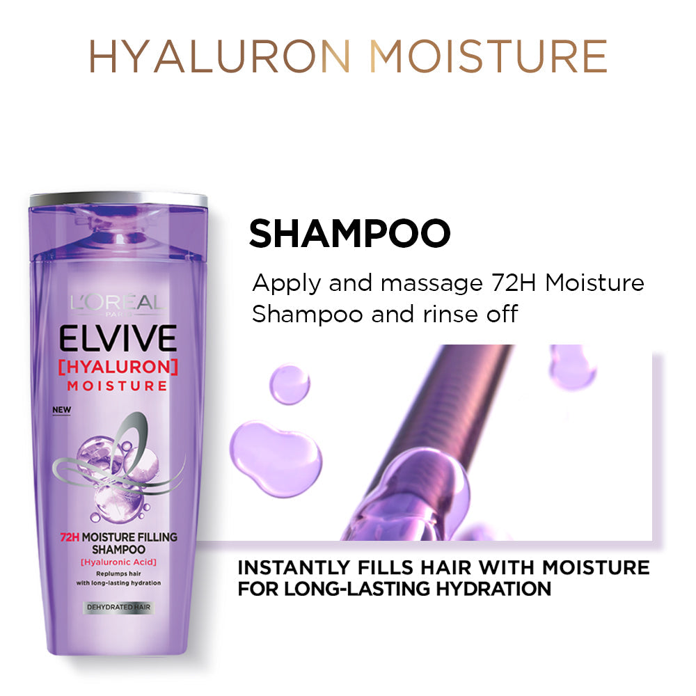 L'Oreal Paris Hyaluron + Plump Hydrating Shampoo, Paraben-Free, 175 ml - FOC