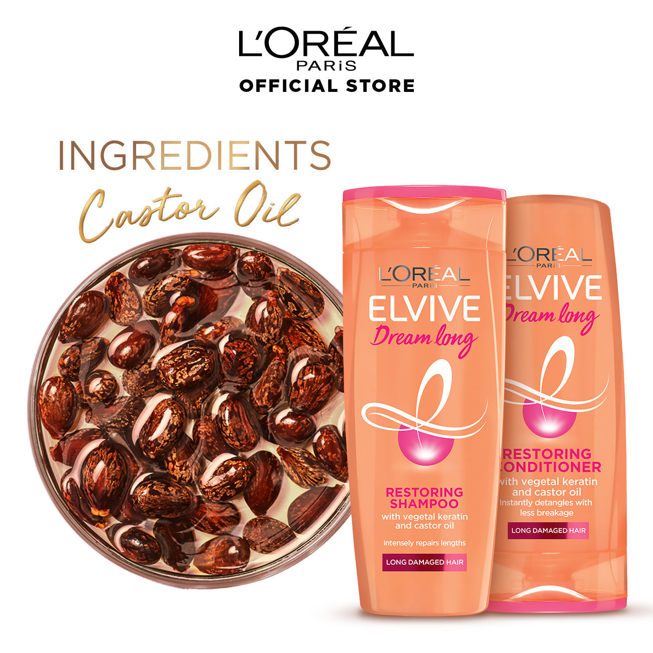 Dream Long L'Oreal Paris- Elvive Dream Long Shampoo 360 ml - For Longer & Stronger Hair