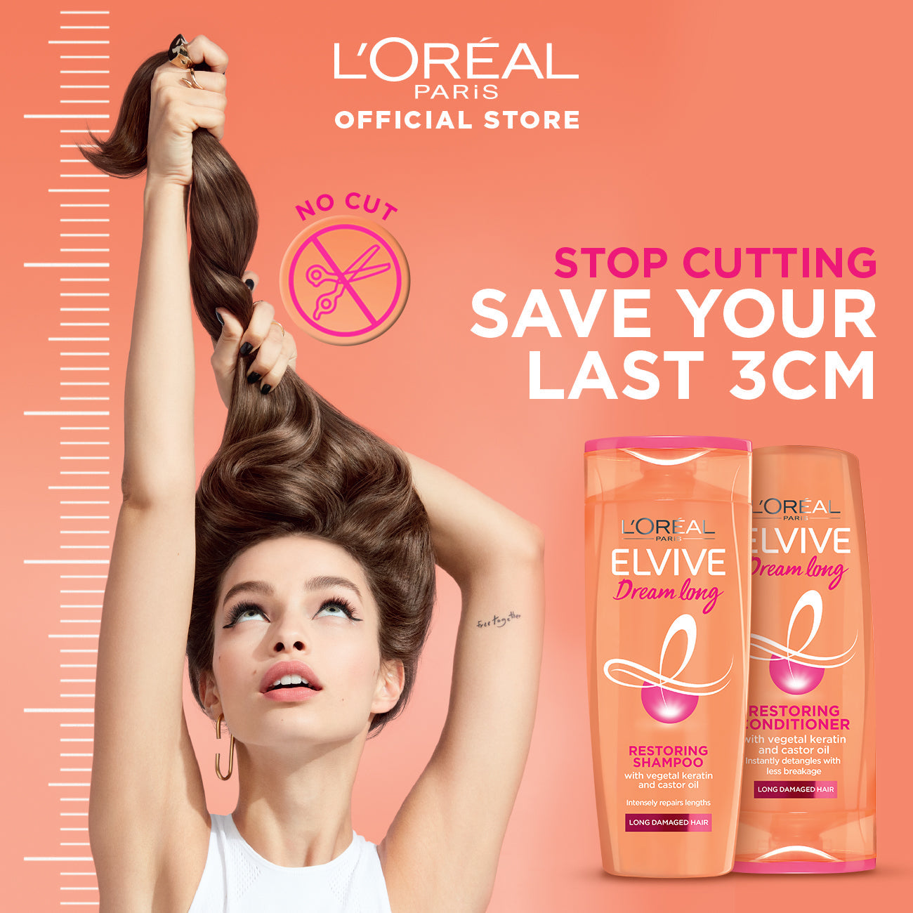 Dream Long L'Oreal Paris- Elvive Dream Long Shampoo 360 ml - For Longer & Stronger Hair