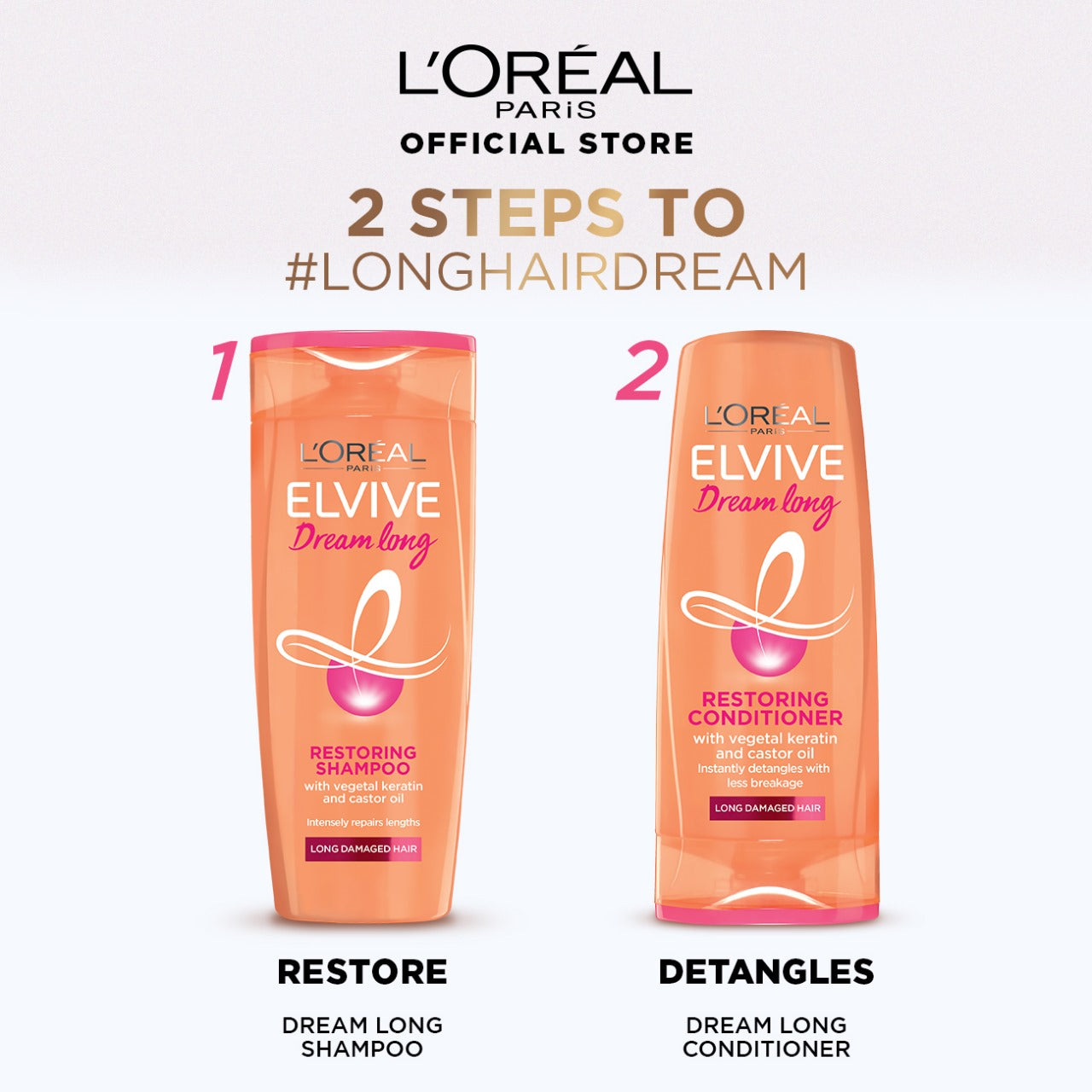 Dream Long L'Oreal Paris- Elvive Dream Long Shampoo 360 ml - For Longer & Stronger Hair